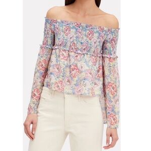 INTERMIX Lucy Floral Off The Shoulder Top Size S